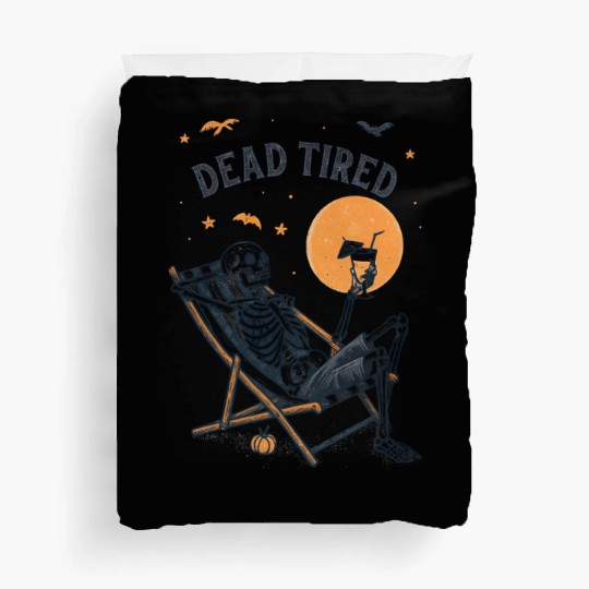 Skeleton Relaxing Under Full Moon Duvet Covers