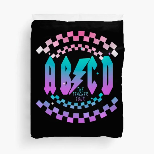 Retro Teacher Tour gift for Teacher, ABCD Teacher Duvet Covers