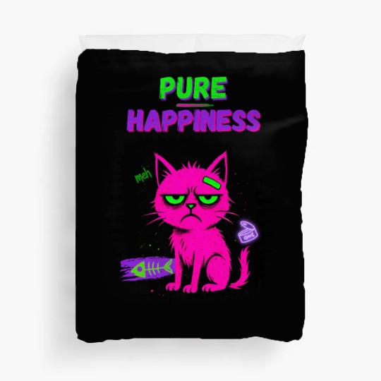Neon Grumpy Cat – Pure Happiness Graphic Duvet Covers