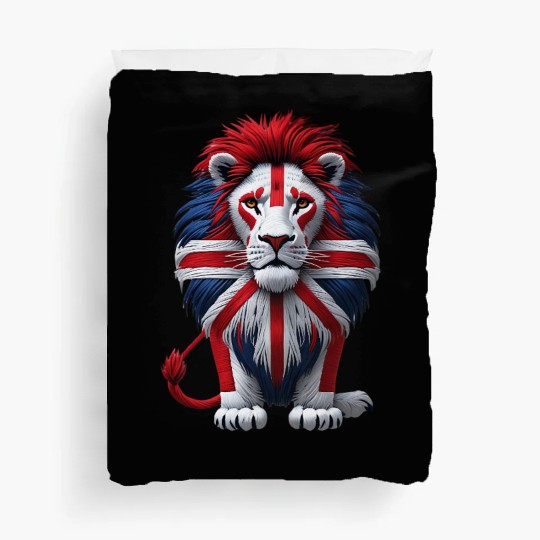 British Lion with Union Jack Flag Graphic Design Duvet Covers