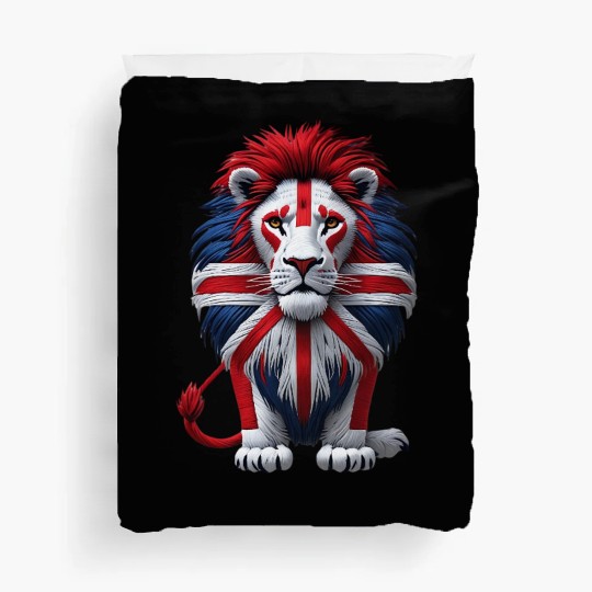 British Lion with Union Jack Flag Graphic Design Duvet Covers