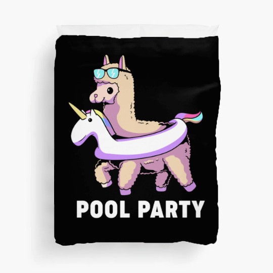 Pool Party Squad Summer Llama Unicorn Duvet Covers
