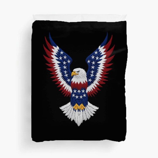 American Bald Eagle with USA Flag Wing Art Design Duvet Covers