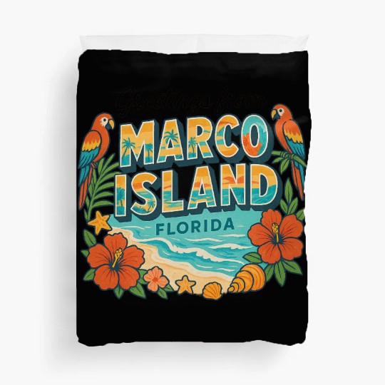 Marco Island Florida Tropical Retro Duvet Covers