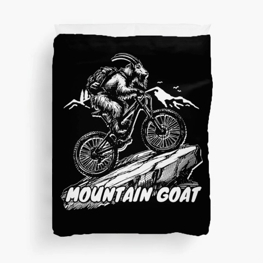 Mountain Goat on Bike Duvet Covers