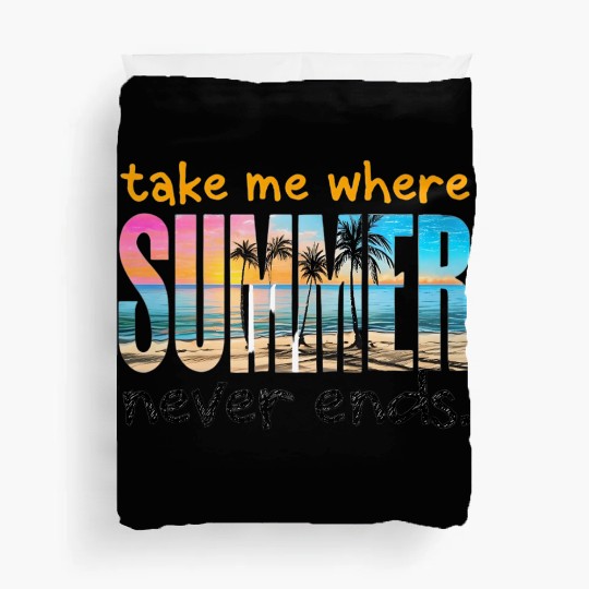 Sunset Beach Paradise Typography Duvet Covers