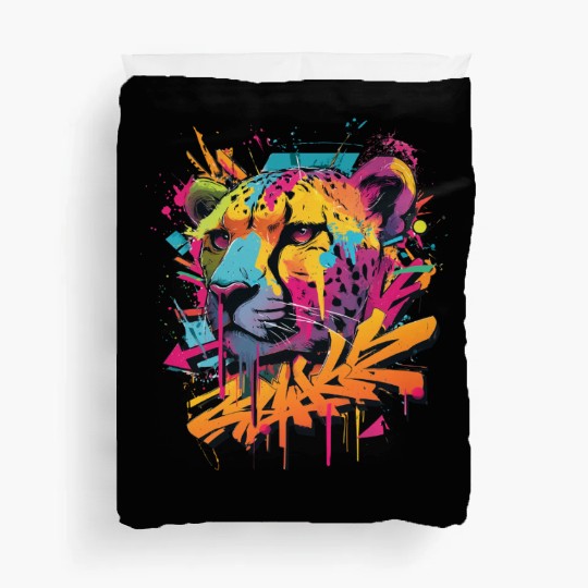 Vivid Graffiti Cheetah Art Duvet Covers