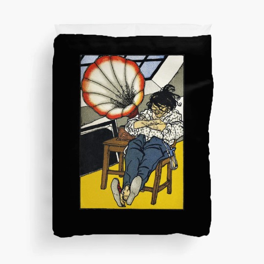 Vintage Gramophone Art Illustration Duvet Covers