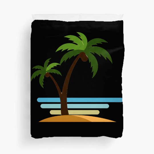 Tropical Beach Palm Scene Duvet Covers