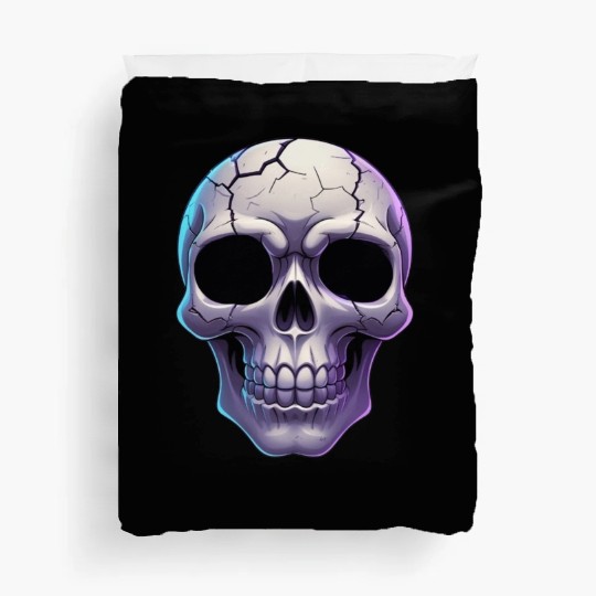 Cracked Midnight Skull Illustration Duvet Covers