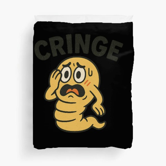 Cringe Meme Worm Illustration Duvet Covers