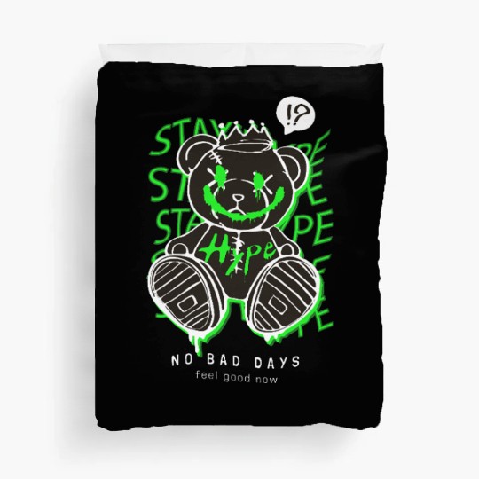 Neon Green Grunge Teddy Bear Design Duvet Covers