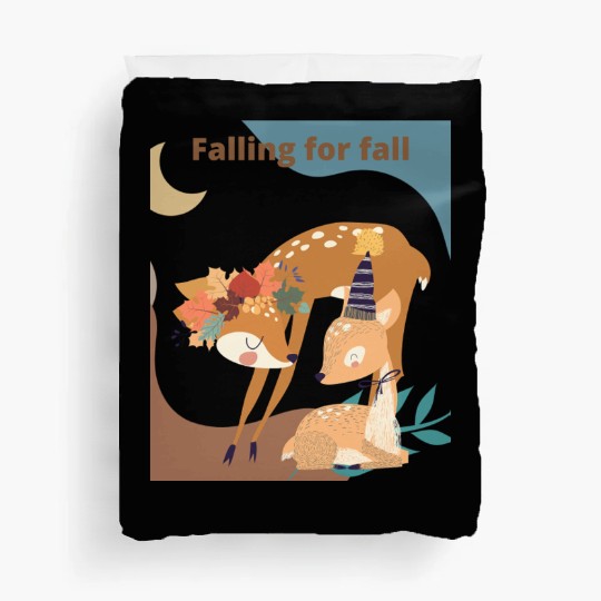 Autumn Deer Falling for Fall Duvet Covers