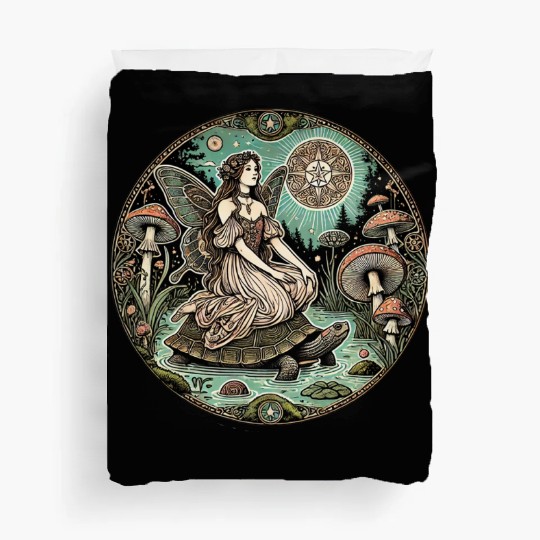 Enchanted Forest Fairy on Turtle Duvet Covers