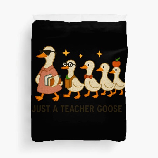 Whimsical Teacher Goose with Ducklings Duvet Covers