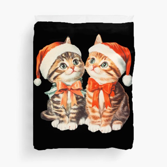 Festive Kittens in Santa Hats Duvet Covers