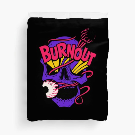 Vibrant Skull with Billiard Balls & Neon Elements Duvet Covers