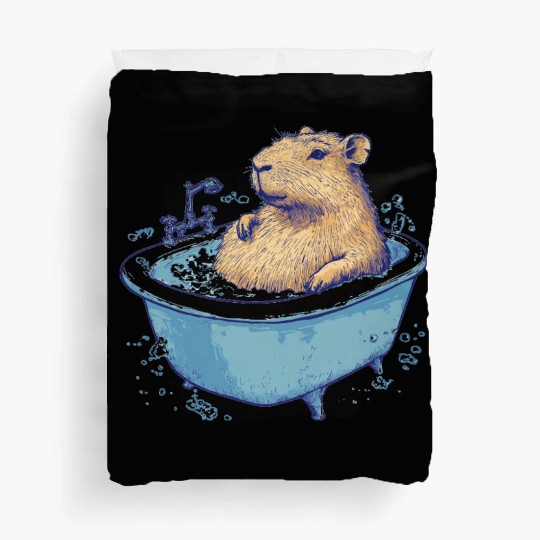 Capybara is Enjoying Its Bathtub Duvet Covers