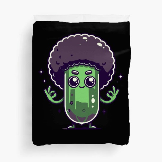 Whimsical Broccoli with Afro Hair Duvet Covers