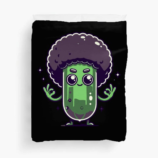 Whimsical Broccoli with Afro Hair Duvet Covers