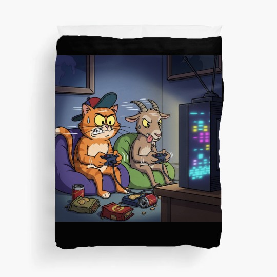 Gaming Cat VS Goat Duvet Covers