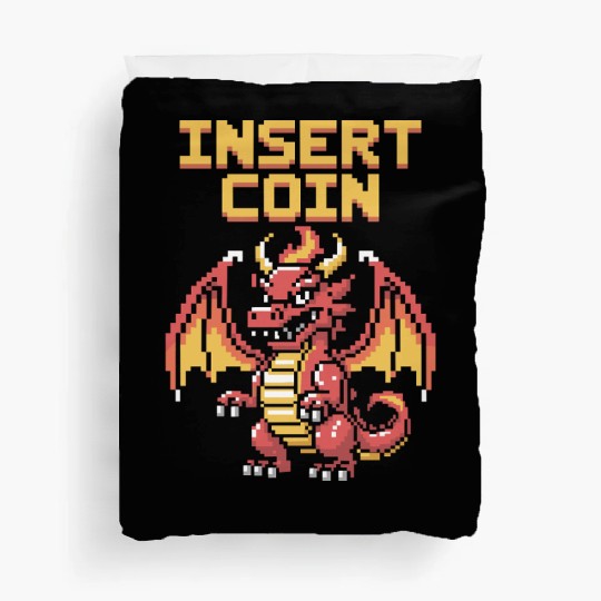 Pixel Art Retro Dragon Insert Coin Design Duvet Covers