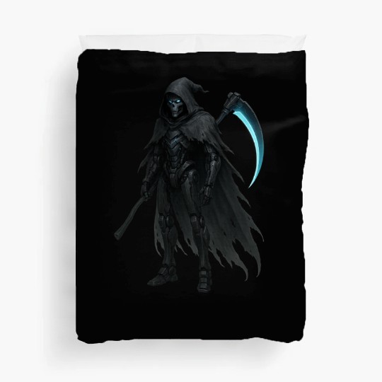 Midnight Warden  Robot  Futuristic Cloak Design Duvet Covers