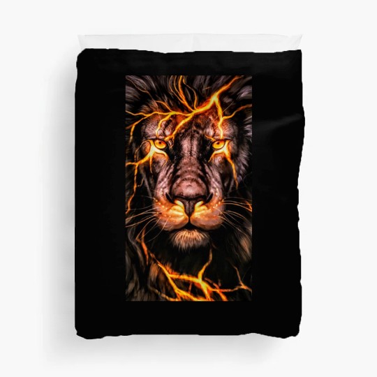 a lion on fire Duvet Covers