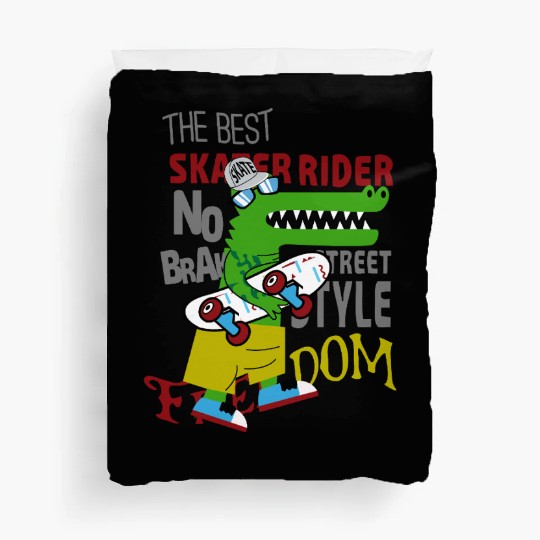 Skateboard Crocodile with Street Style Duvet Covers