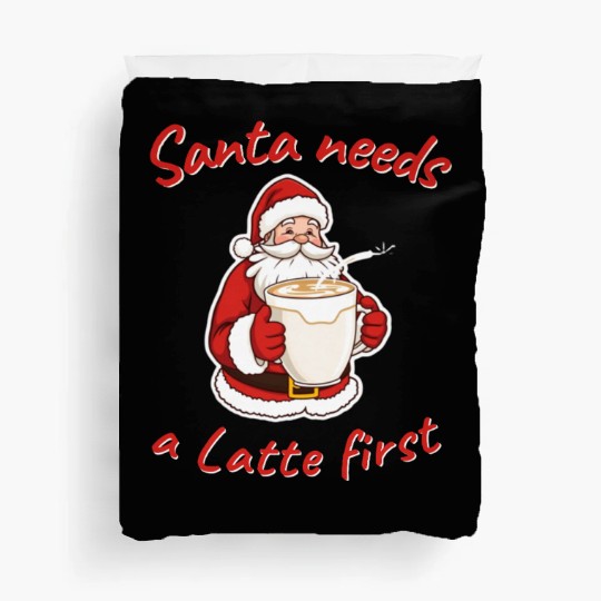 Santa Latte Holiday Design Coffee lovers Duvet Covers