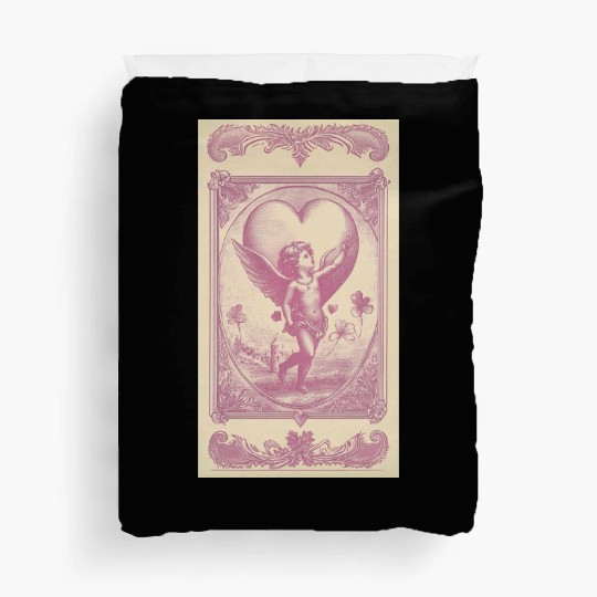 Vintage Cupid Heart Illustration Duvet Covers