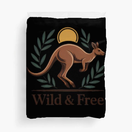 Kangaroo Embrace with Nature Motif Duvet Covers