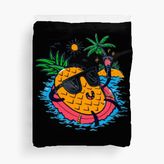 Tropical Pineapple Relaxing on Float Duvet Covers