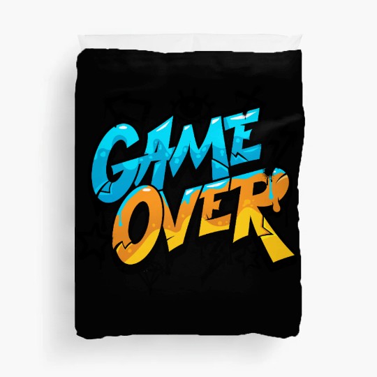 Blue and Yellow Graffiti Game Over Duvet Covers