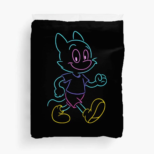 Colorful Neon Cat Running Design Duvet Covers