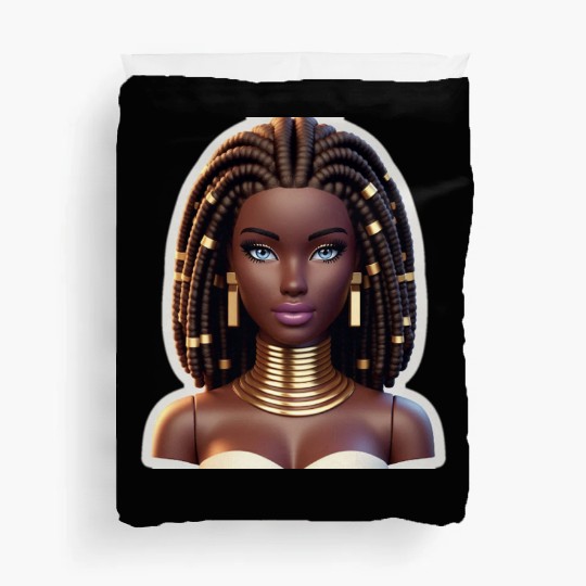 Elegant African Inspired Portrait Design Duvet Covers
