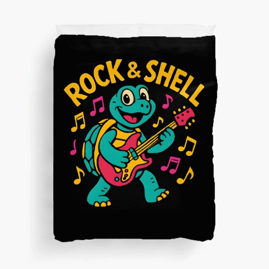 Cute Turtle Rock Guitar Design Duvet Covers