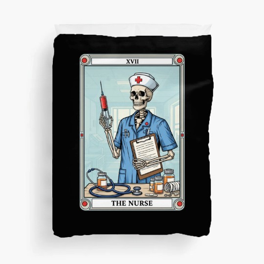 Skeleton Nurse Tarot Card Halloween Duvet Covers