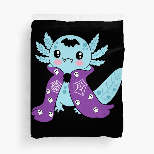 Cute Blue Vampire Axolotl Duvet Covers