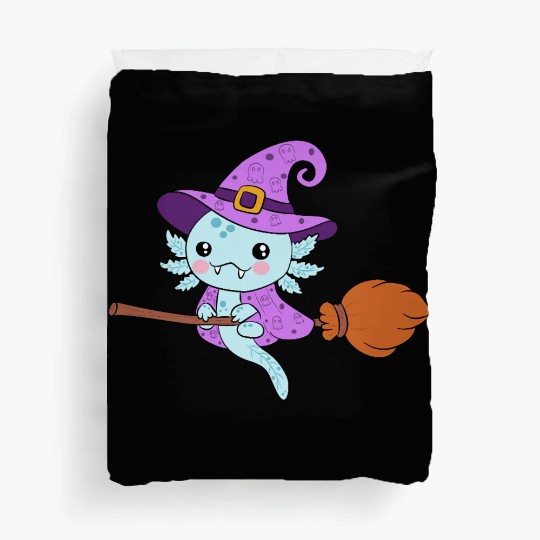 Cute Halloween Witch axolotl Design Duvet Covers