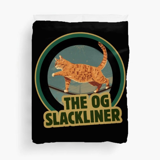 The OG Slackliner – Vintage Cat Walking the Line Duvet Covers