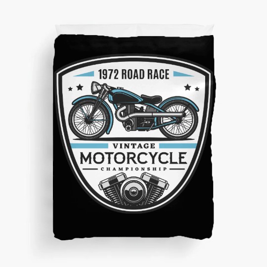 1972 Vintage Motorcycle Road Race Badge Duvet Covers
