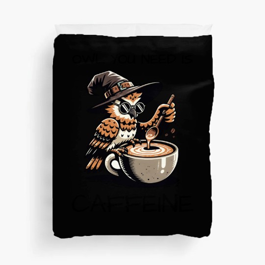 Whimsical Wizard Owl Coffee Design Duvet Covers