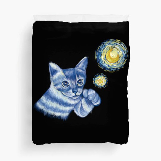 Blue Starry Night British Shorthair Cat Graphic Duvet Covers