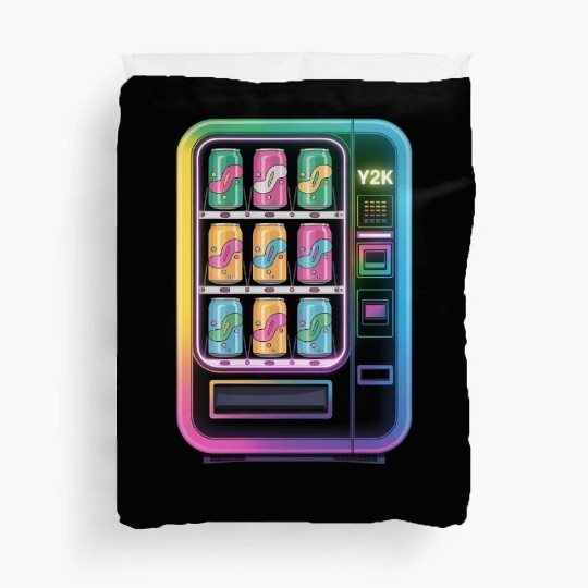 Y2K Cyber Vending Machine with Iridescent Drinks Duvet Covers