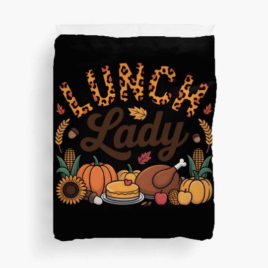 Leopard Fall Autumn Thanksgiving Lunch Lady Duvet Covers