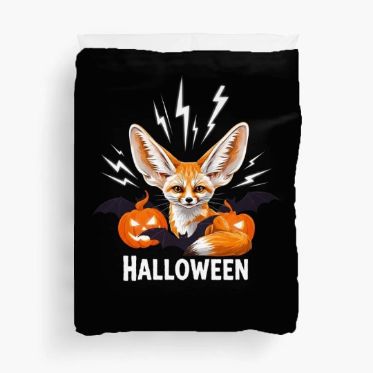 Whimsical Halloween Fox with Bat Wings Duvet Covers