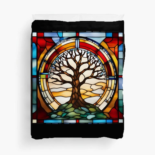 Stained Glass Tree of Life Artwork Duvet Covers