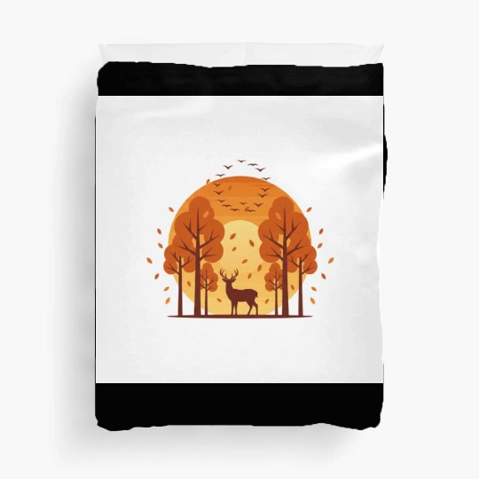 Autumn Sunset Forest Scene Duvet Covers