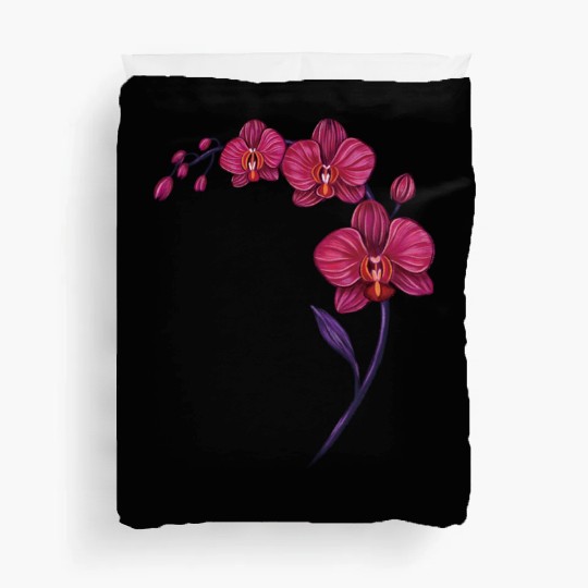 Elegant Violet Pink Orchid Flower Branch Design Duvet Covers